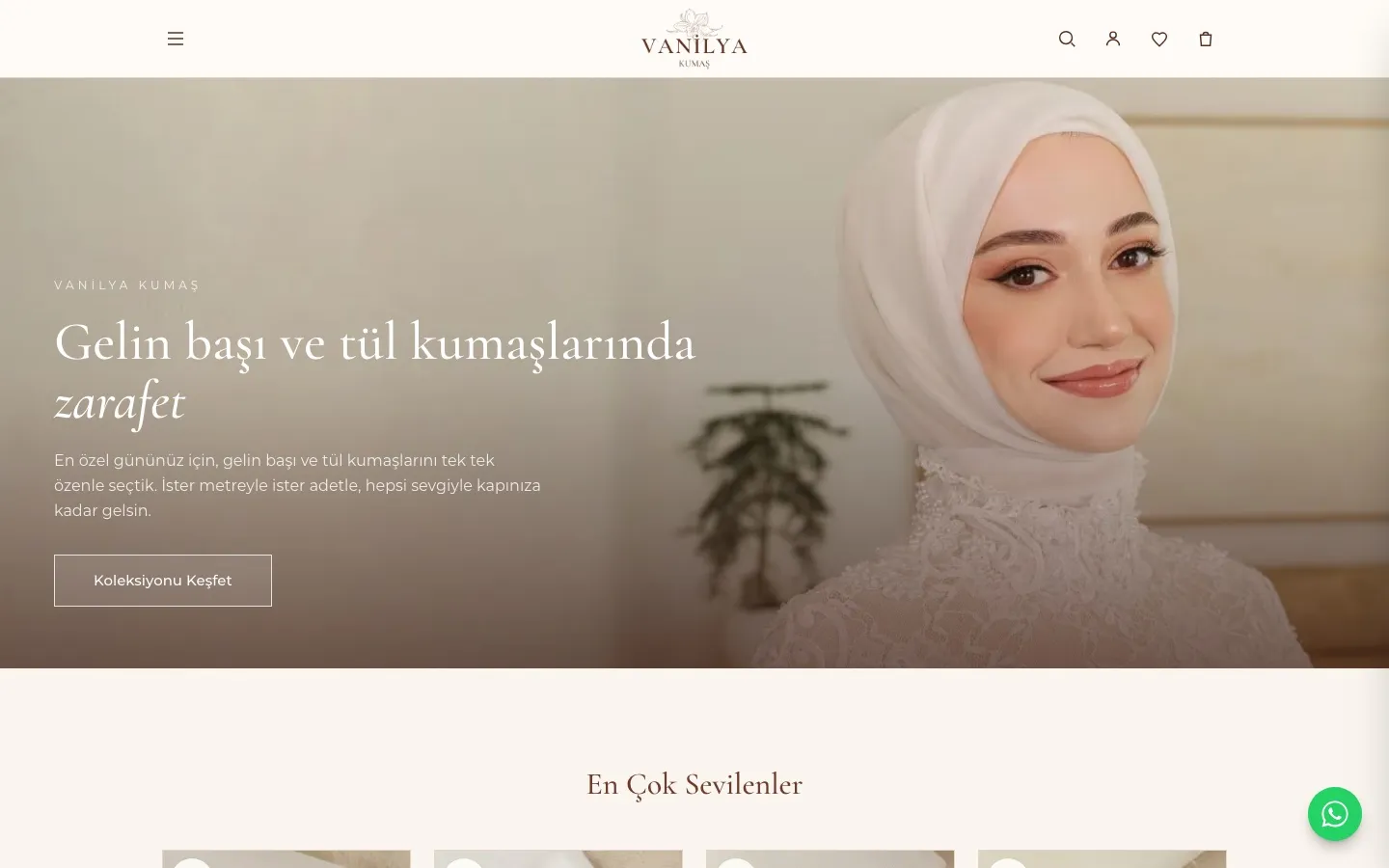 Vanilya Kumaş online kumaş mağazasının ana sayfası
